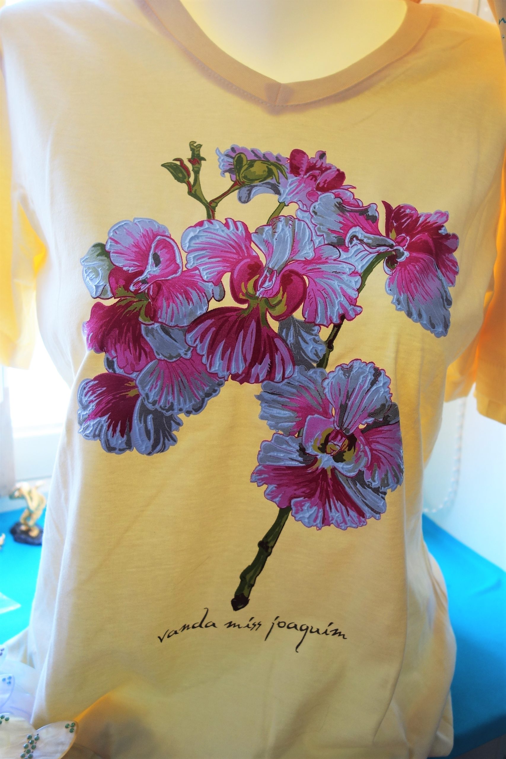Tee-shirt Jaune Orchidée Vanda rose - Lavault Paris
