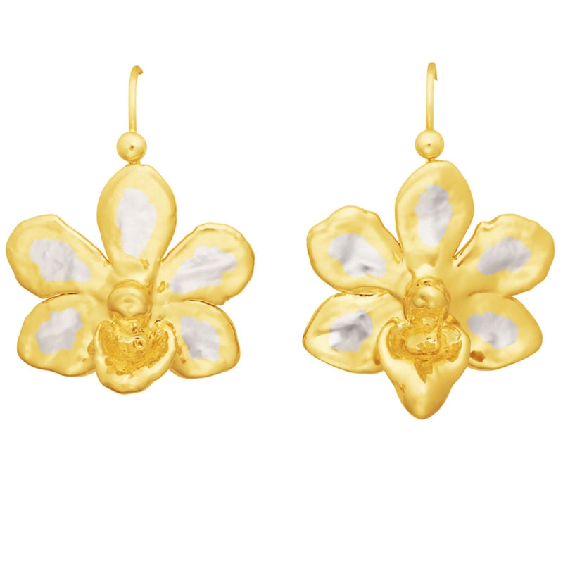 2 Paires Luxe Vintage Mignon Charme Orchidée Fleur Perle Strass Clous d'oreilles
